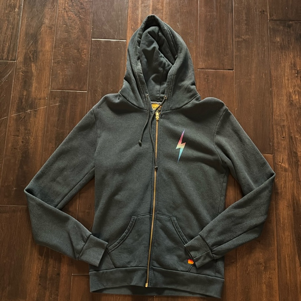 Aviator Nation Rainbow Lightning Bolt Hoodie M